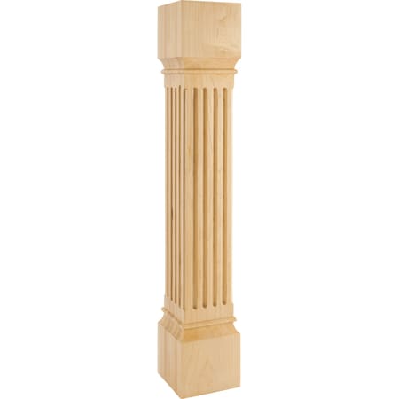 6 Wx6Dx35-1/2H Hard Maple Fluted Post